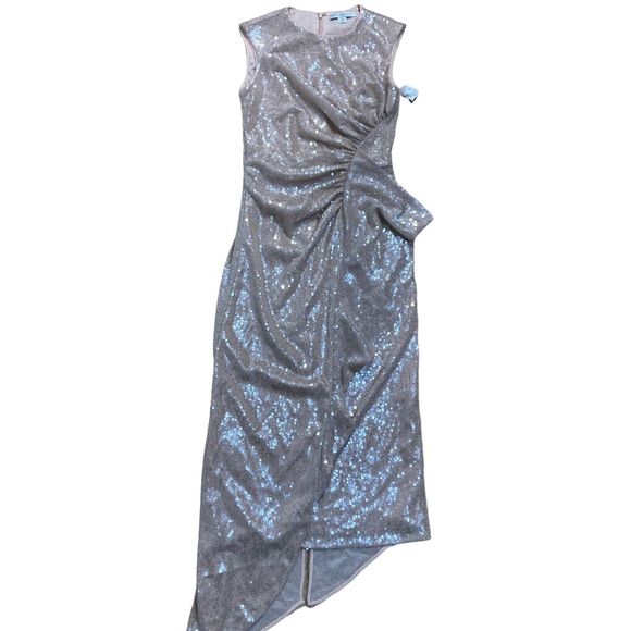 Kay Unger Size 4 Carla Shirred Sequin Dress Drape Light Pink Evening Gown NWOT - Picture 2 of 10